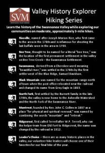 Valley History Explorer Hike Series Punch Card