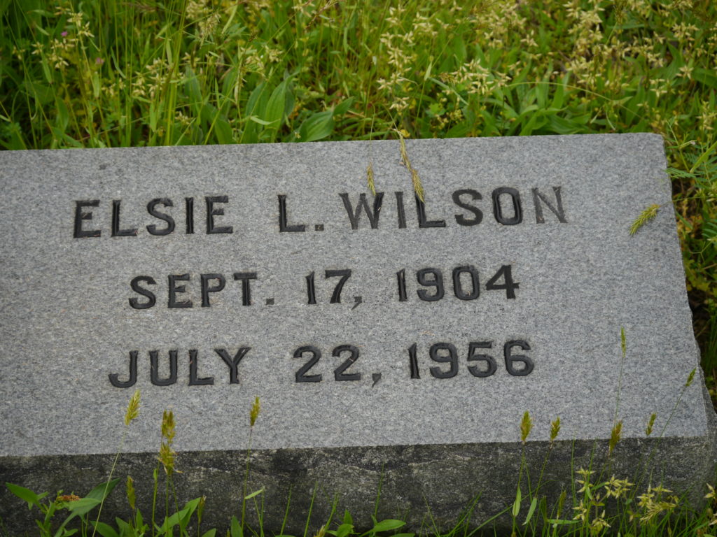 Elsie L Wilson headstone reading Sept. 17, 1904 - July 22, 1956